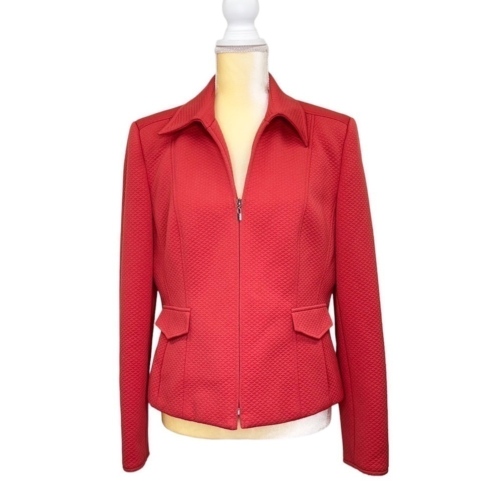 Talbots Jacket/ Blazer Size 10 Weathered Red Quitted Jersey Knit Suit Coat EUC